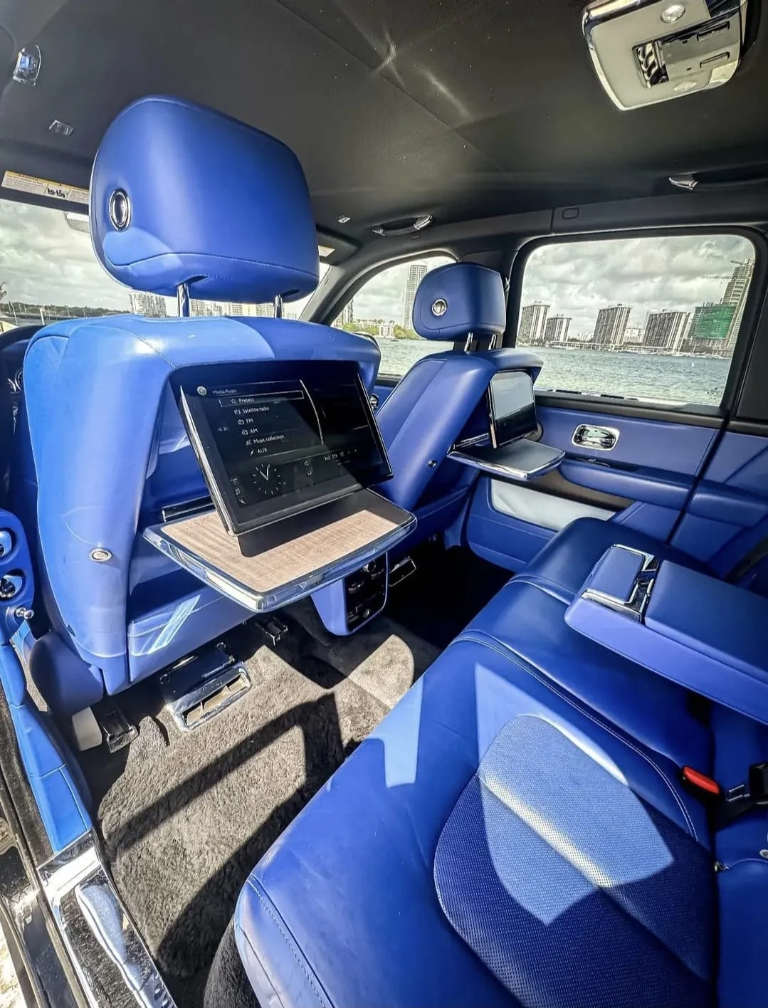 Blue Rolls-Royce rear cabin